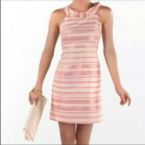 Lilly Pulitzer Elias Glitzy Pink Cocktail Dress Striped Pink Cream Metallic sz 6